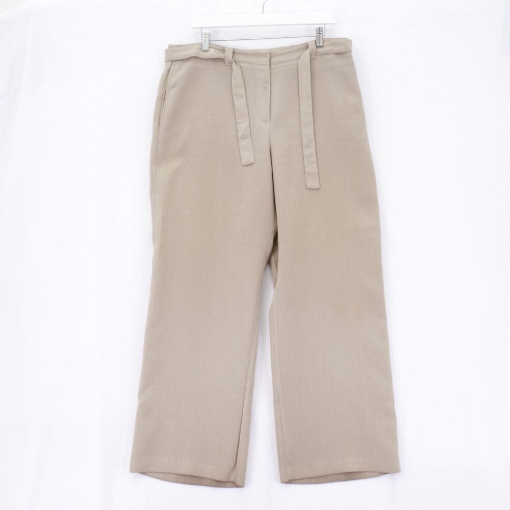 DAMAGED New York‎ & Company Beige Belted Dress Pants 16 Average 36 / 31 Mid Rise